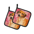 Rhodesian Ridgeback Love Pot Holder Set of 2 Heat Resistant Quilted Hot Pads 7.5 x 7.5 Inch, Insulated Kitchen Trivets for Cooking & Baking