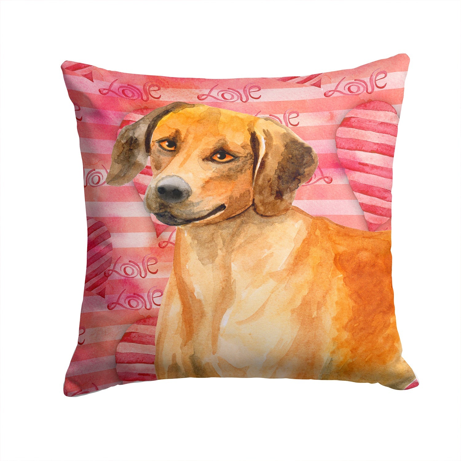 Rhodesian Ridgeback Love Decorative Throw Pillow 14x14 Indoor Outdoor Accent Cushion, Fabric Cover with Insert for Sofa, Bed, Porch & Living Room