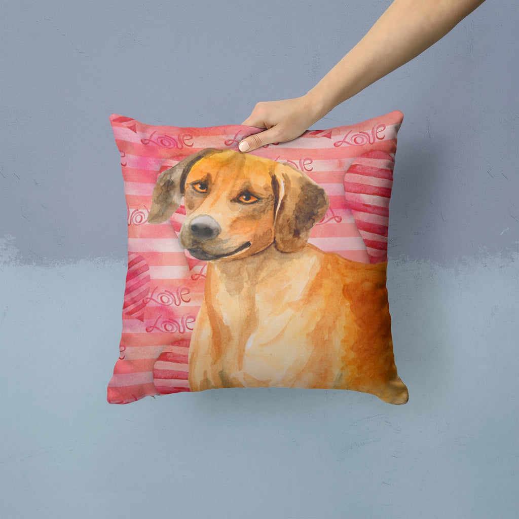 Rhodesian Ridgeback Love Decorative Throw Pillow 14x14 Indoor Outdoor Accent Cushion, Fabric Cover with Insert for Sofa, Bed, Porch & Living Room
