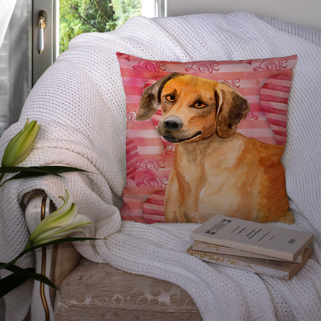 Rhodesian Ridgeback Love Decorative Throw Pillow 14x14 Indoor Outdoor Accent Cushion, Fabric Cover with Insert for Sofa, Bed, Porch & Living Room
