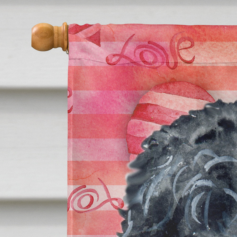 Black Russian Terrier Love House Flag 28x40 Porch Sleeve Pole Decorative Outside Yard Banner Artwork Wall Hanging, Polyester