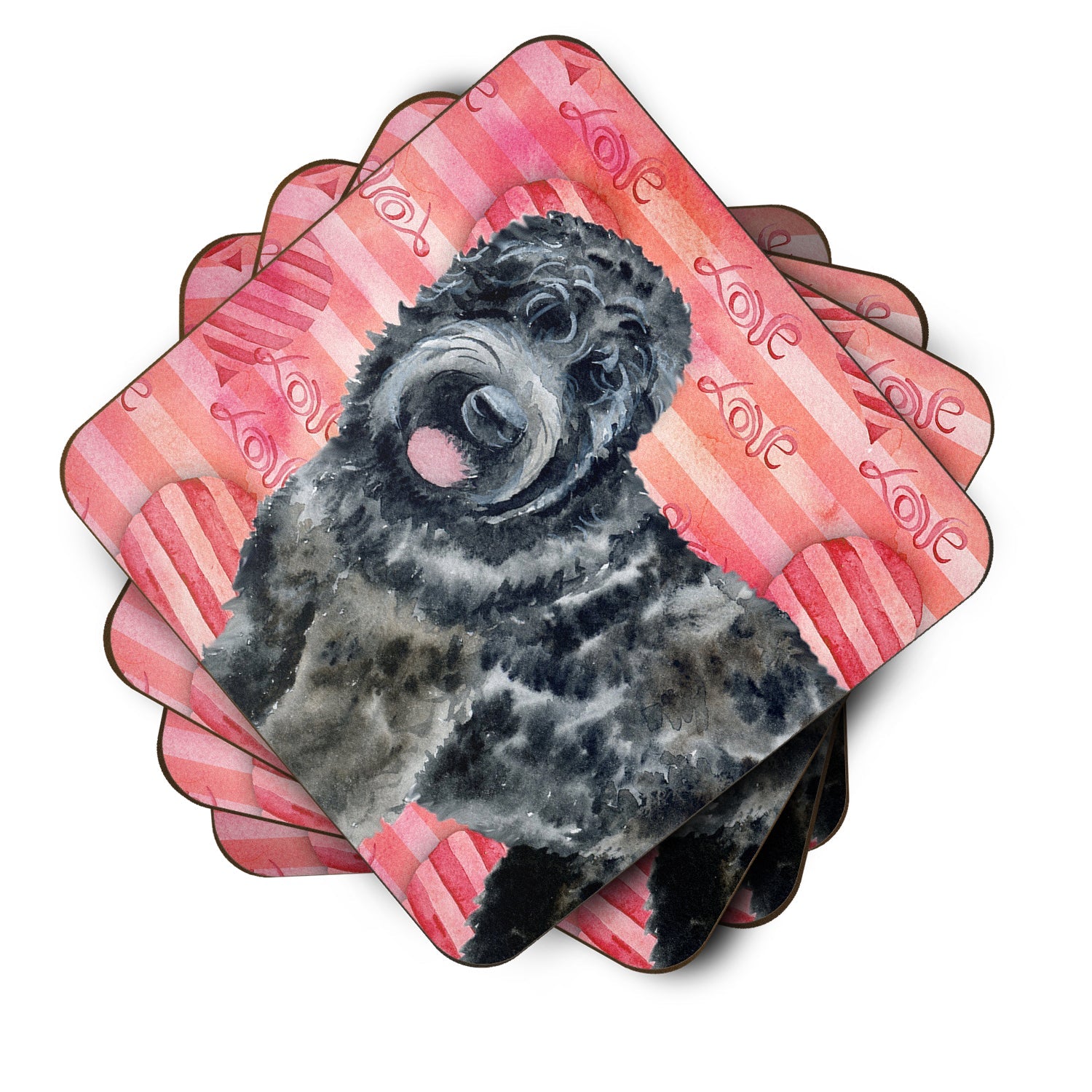 Black Russian Terrier Love Foam Coasters Set of 4 Cup Coasters for Indoor Outdoor, Tabletop Protection, Anti Slip, Mouse pad Material