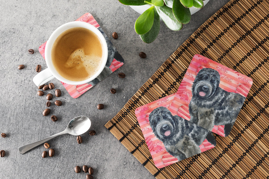 Black Russian Terrier Love Foam Coasters Set of 4 Cup Coasters for Indoor Outdoor, Tabletop Protection, Anti Slip, Mouse pad Material