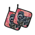 Black Russian Terrier Love Pot Holder Set of 2 Heat Resistant Quilted Hot Pads 7.5 x 7.5 Inch, Insulated Kitchen Trivets for Cooking & Baking