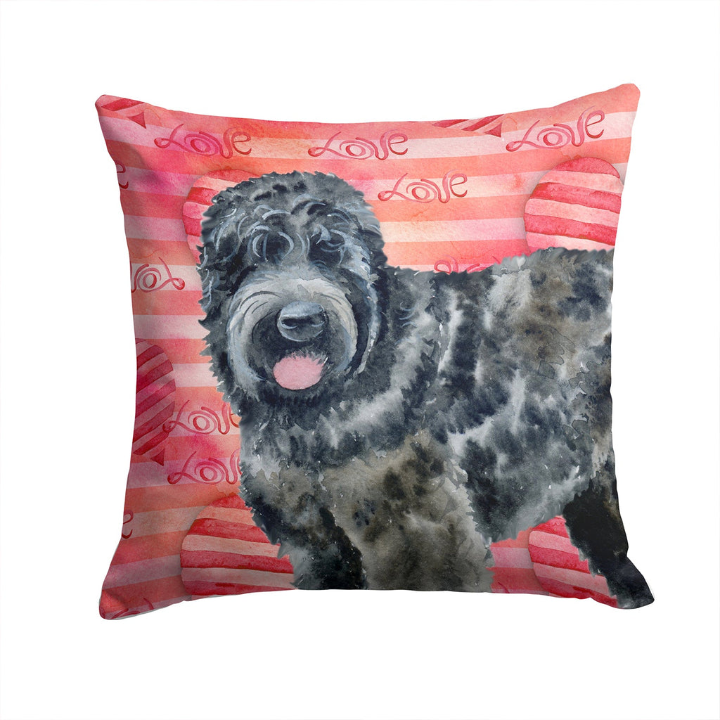 Black Russian Terrier Love Decorative Throw Pillow 14x14 Indoor Outdoor Accent Cushion, Fabric Cover with Insert for Sofa, Bed, Porch & Living Room