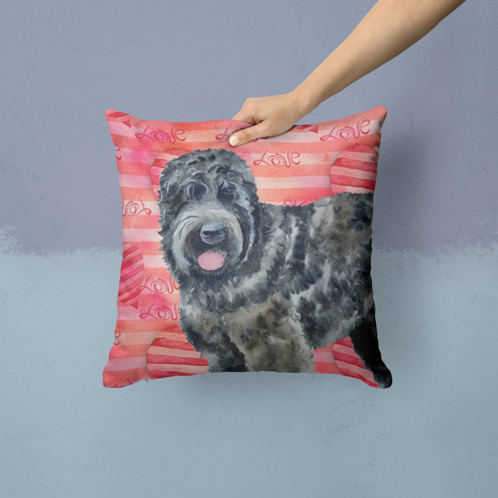 Black Russian Terrier Love Decorative Throw Pillow 14x14 Indoor Outdoor Accent Cushion, Fabric Cover with Insert for Sofa, Bed, Porch & Living Room