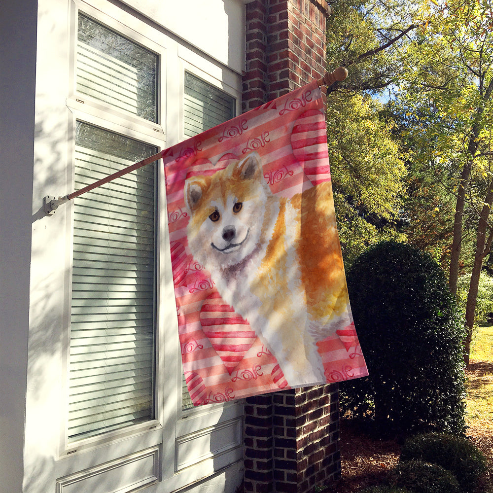 Shiba Inu Love House Flag 28x40 Porch Sleeve Pole Decorative Outside Yard Banner Artwork Wall Hanging, Polyester