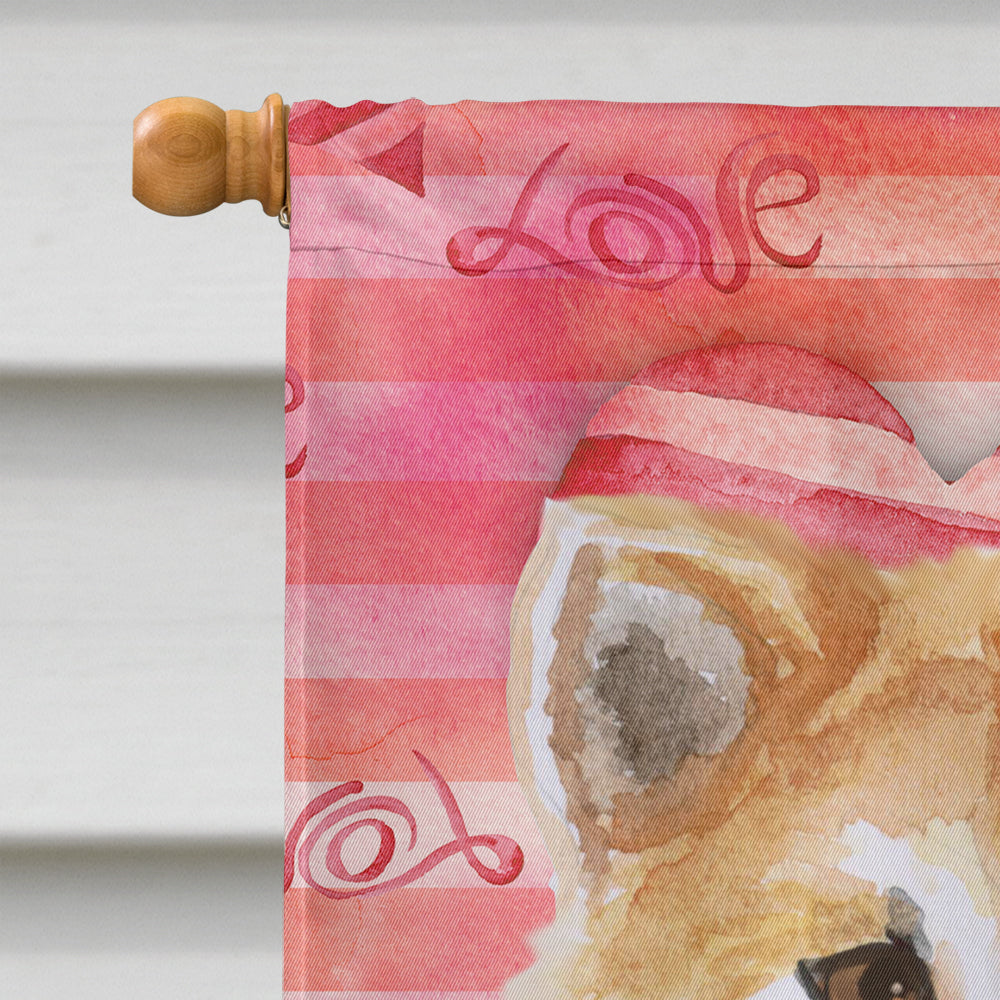 Shiba Inu Love House Flag 28x40 Porch Sleeve Pole Decorative Outside Yard Banner Artwork Wall Hanging, Polyester