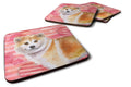 Shiba Inu Love Foam Coasters Set of 4 Cup Coasters for Indoor Outdoor, Tabletop Protection, Anti Slip, Mouse pad Material