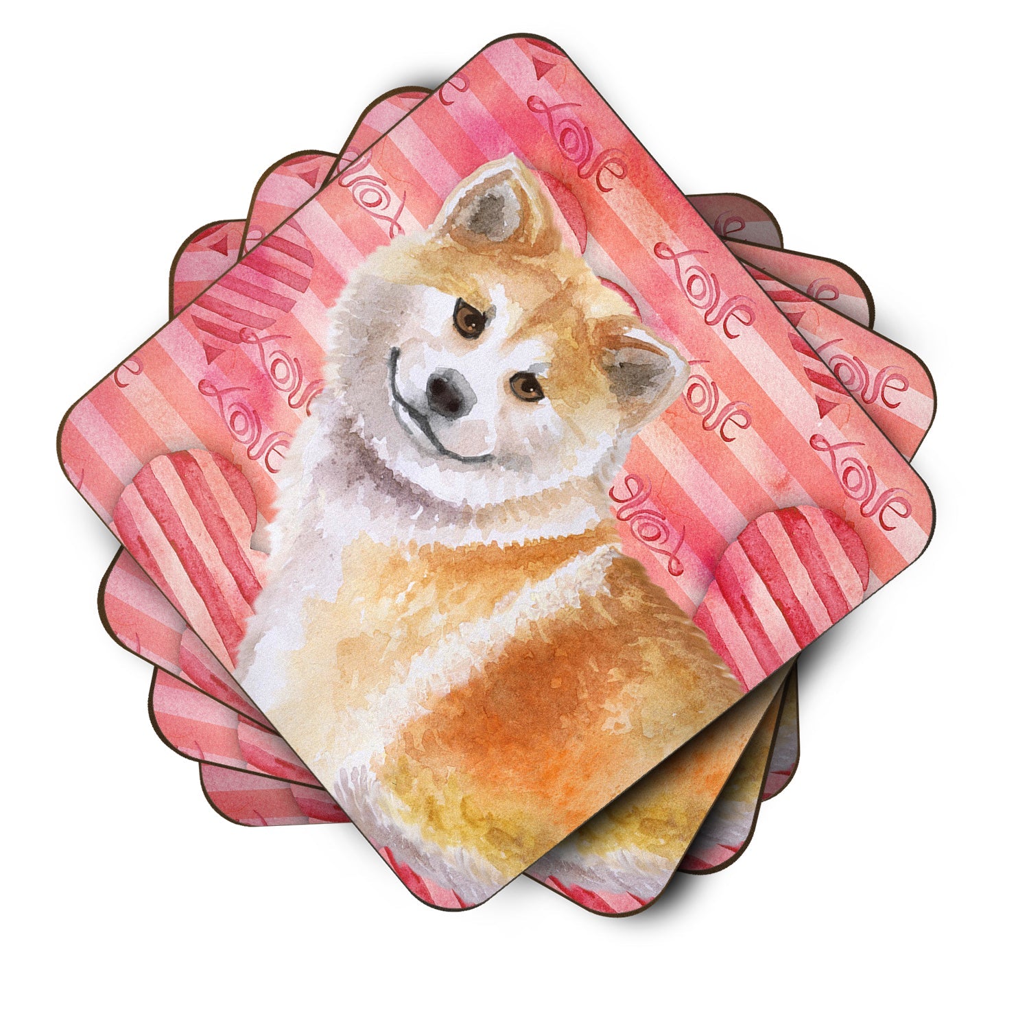 Shiba Inu Love Foam Coasters Set of 4 Cup Coasters for Indoor Outdoor, Tabletop Protection, Anti Slip, Mouse pad Material