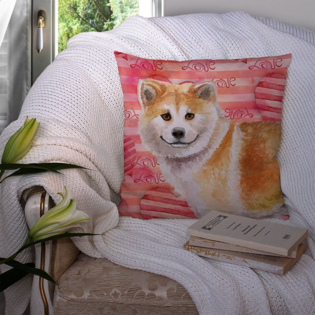 Shiba Inu Love Decorative Throw Pillow 14x14 Indoor Outdoor Accent Cushion, Fabric Cover with Insert for Sofa, Bed, Porch & Living Room