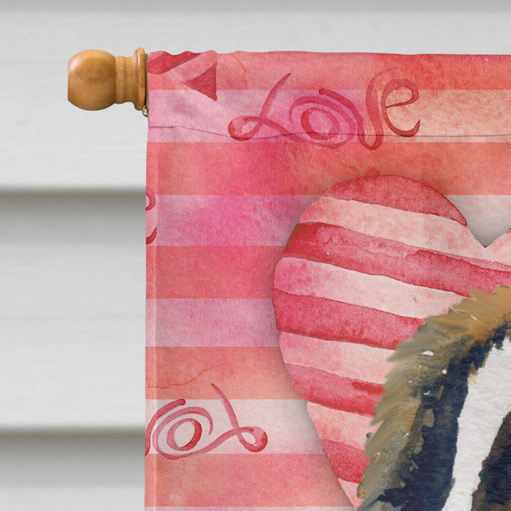 Saint Bernard Love House Flag 28x40 Porch Sleeve Pole Decorative Outside Yard Banner Artwork Wall Hanging, Polyester