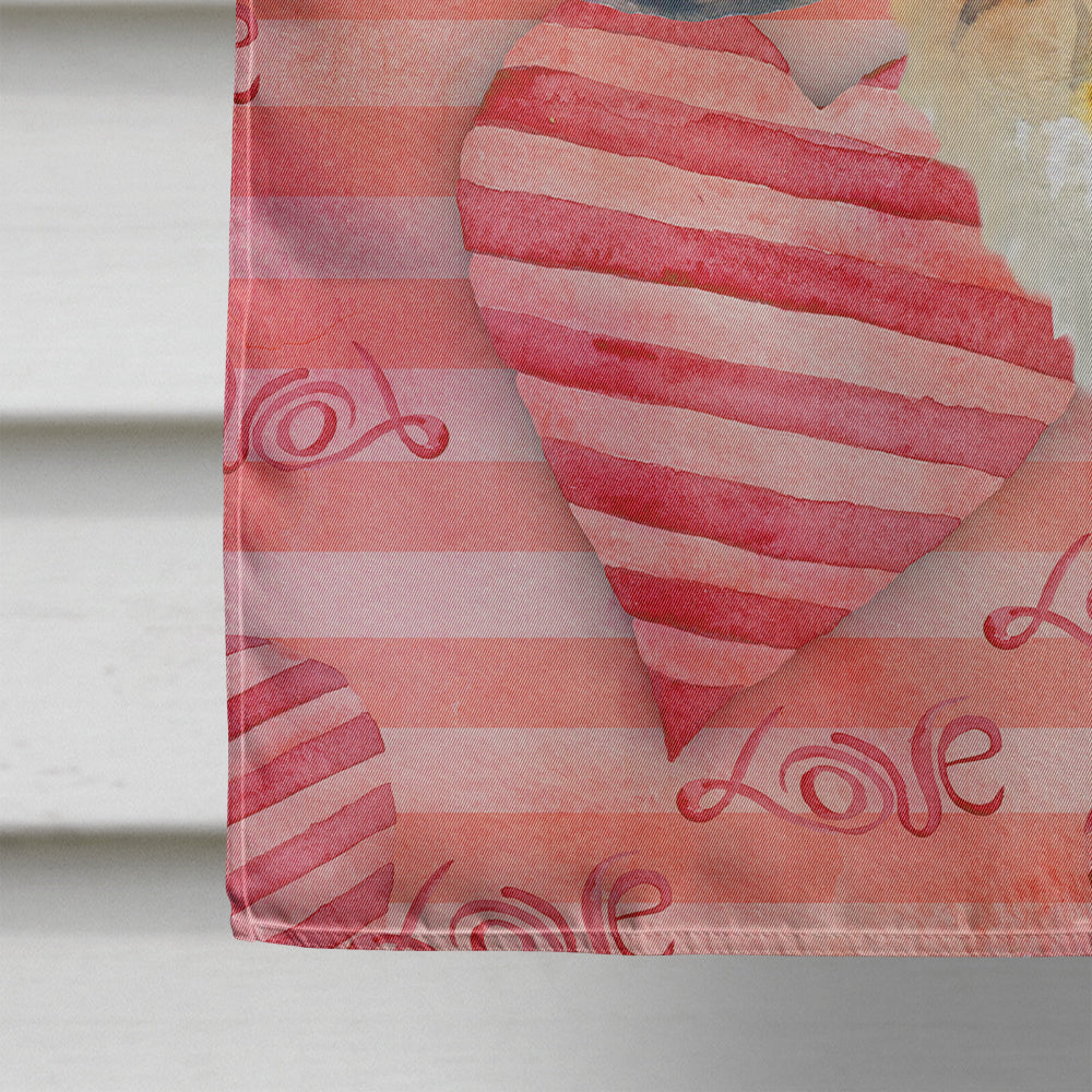 Saint Bernard Love House Flag 28x40 Porch Sleeve Pole Decorative Outside Yard Banner Artwork Wall Hanging, Polyester