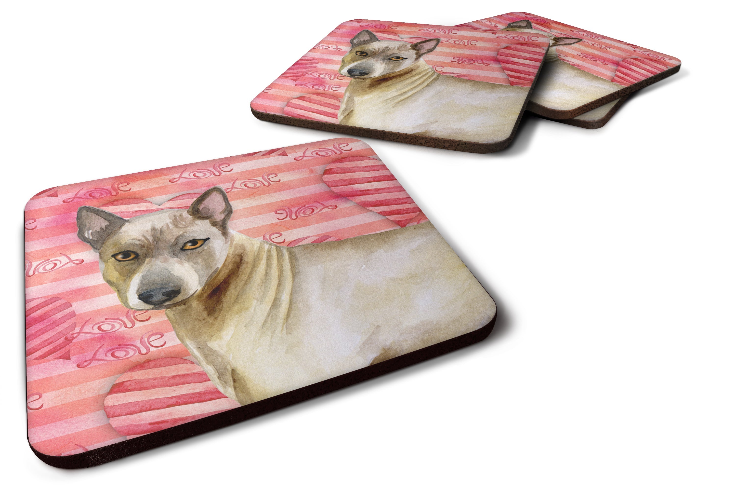 Thai Ridgeback Love Foam Coasters Set of 4 Cup Coasters for Indoor Outdoor, Tabletop Protection, Anti Slip, Mouse pad Material