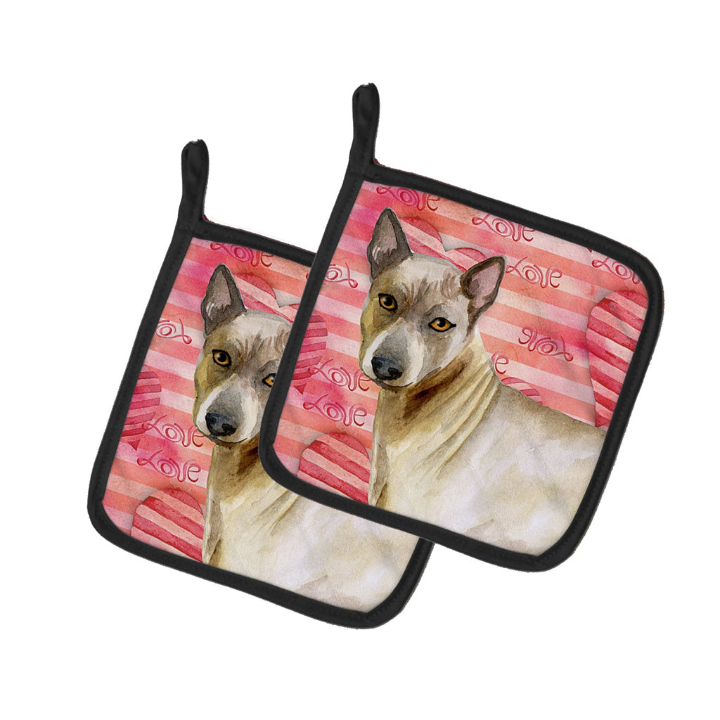 Thai Ridgeback Love Pot Holder Set of 2 Heat Resistant Quilted Hot Pads 7.5 x 7.5 Inch, Insulated Kitchen Trivets for Cooking & Baking