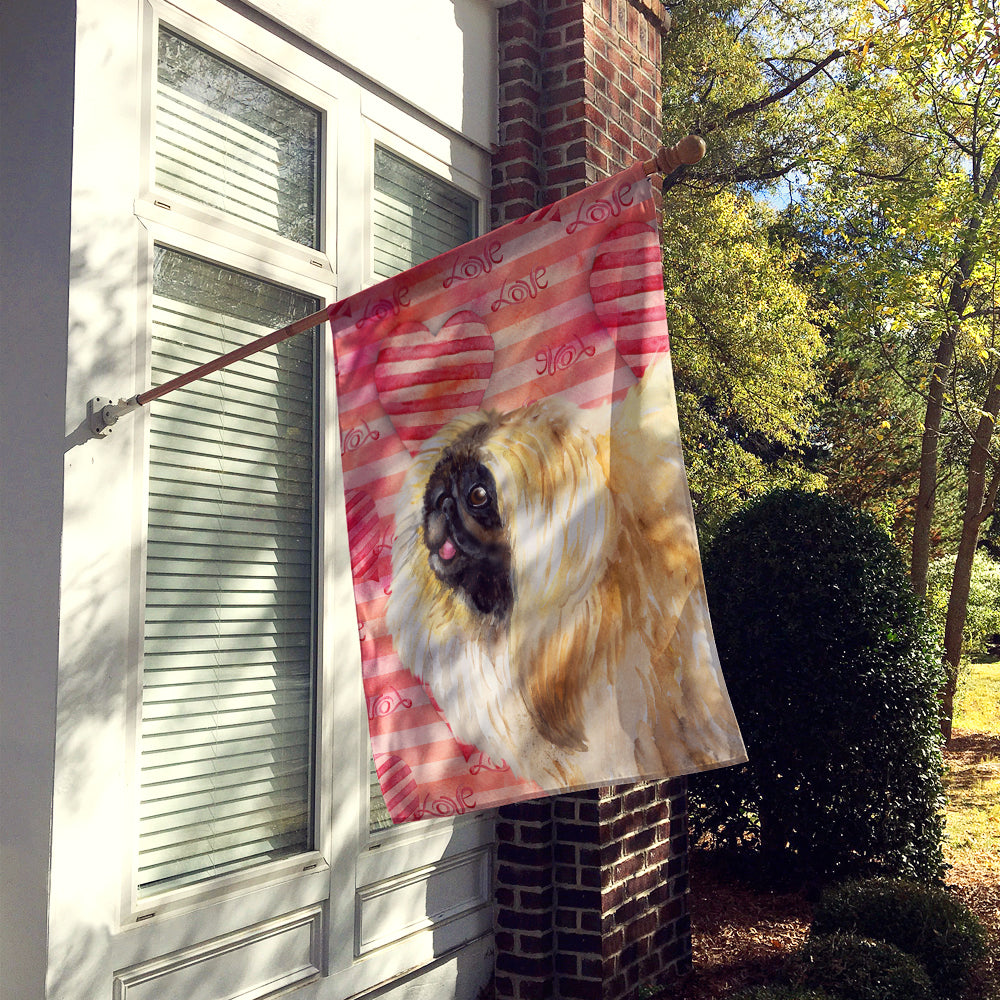 Pekingese Love House Flag 28x40 Porch Sleeve Pole Decorative Outside Yard Banner Artwork Wall Hanging, Polyester
