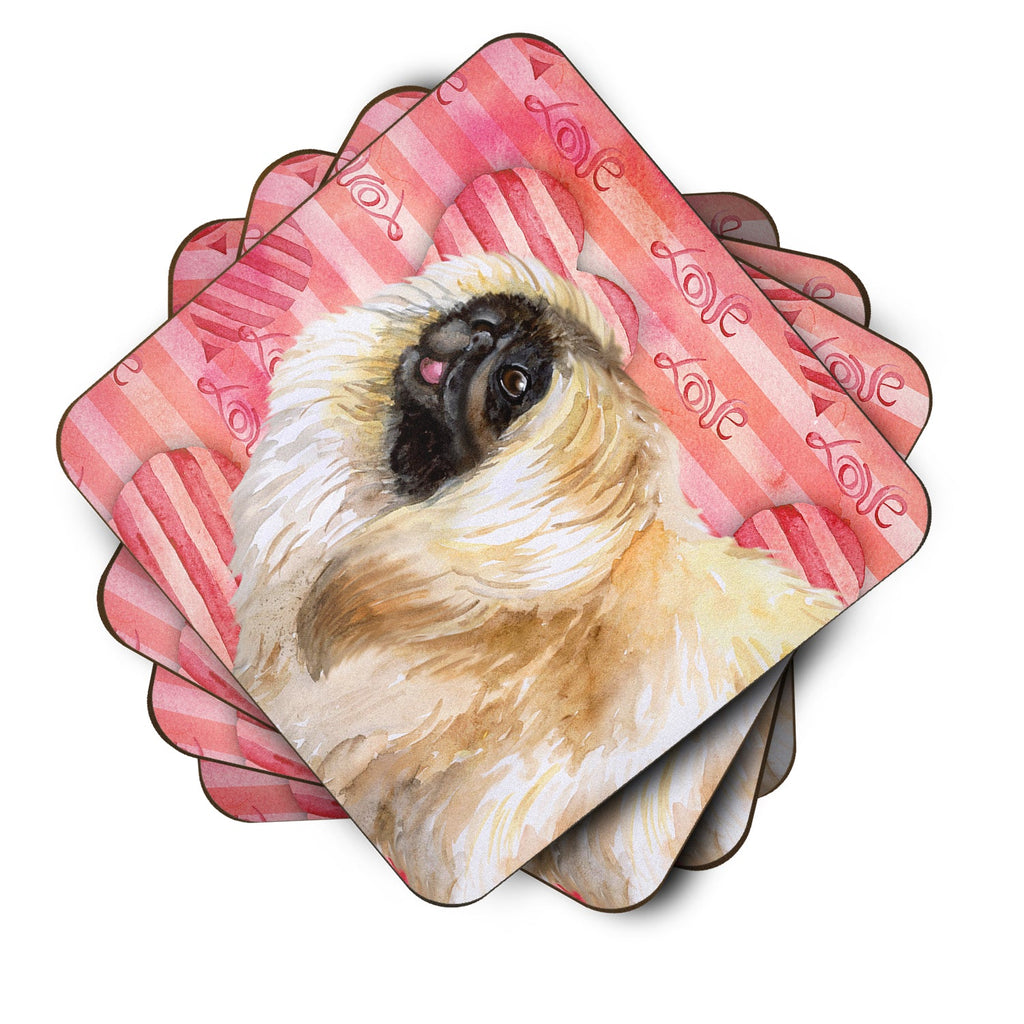 Pekingese Love Foam Coasters Set of 4 Cup Coasters for Indoor Outdoor, Tabletop Protection, Anti Slip, Mouse pad Material