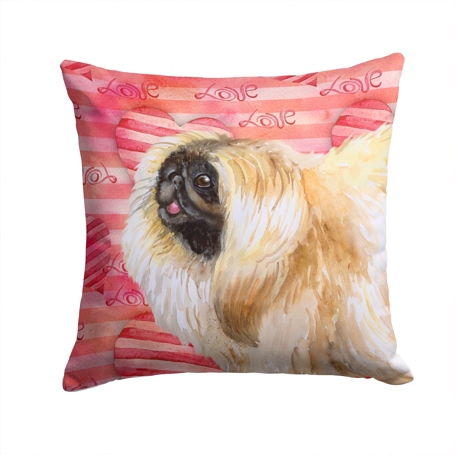 Pekingese Love Decorative Throw Pillow 14x14 Indoor Outdoor Accent Cushion, Fabric Cover with Insert for Sofa, Bed, Porch & Living Room
