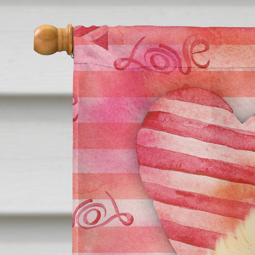Pomeranian Love House Flag 28x40 Porch Sleeve Pole Decorative Outside Yard Banner Artwork Wall Hanging, Polyester