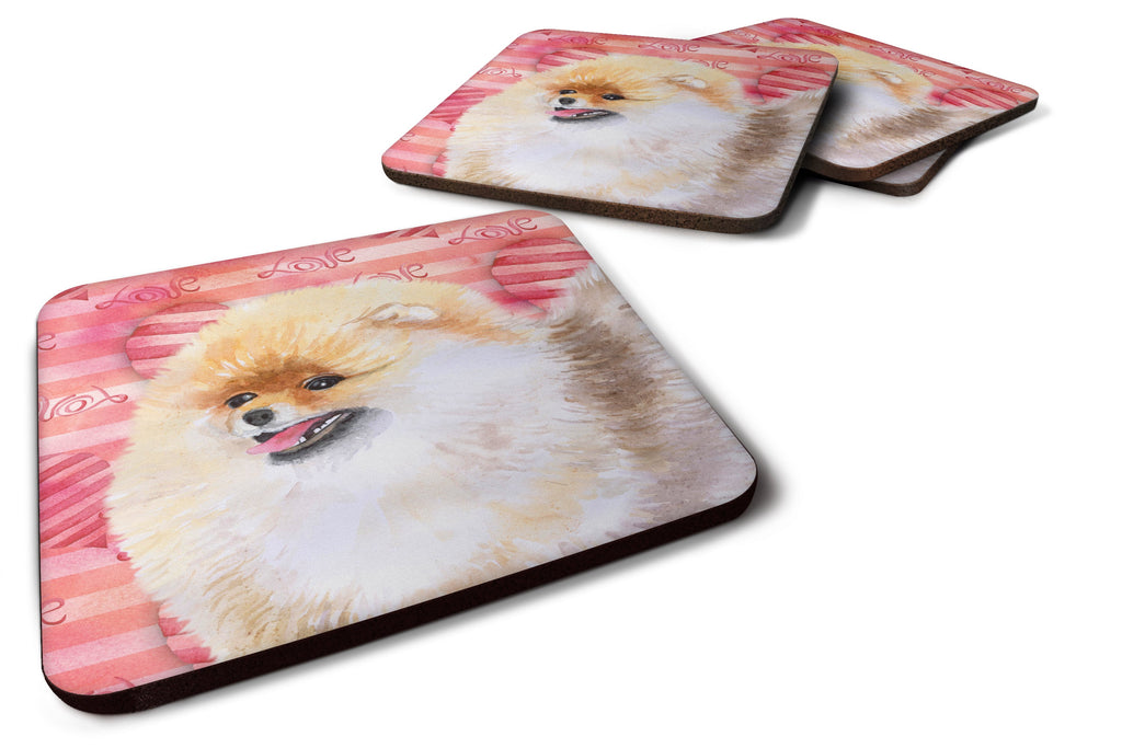 Pomeranian Love Foam Coasters Set of 4 Cup Coasters for Indoor Outdoor, Tabletop Protection, Anti Slip, Mouse pad Material