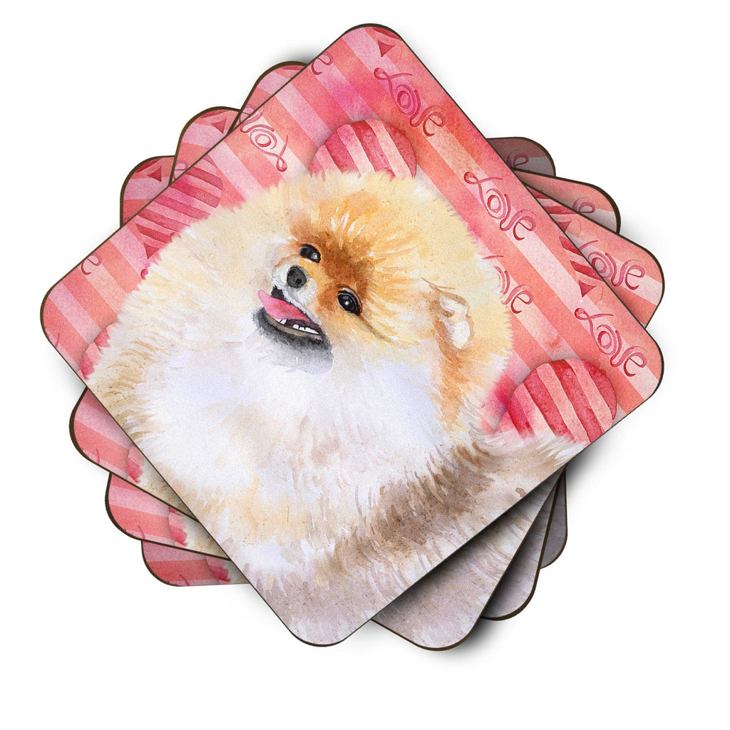 Pomeranian Love Foam Coasters Set of 4 Cup Coasters for Indoor Outdoor, Tabletop Protection, Anti Slip, Mouse pad Material