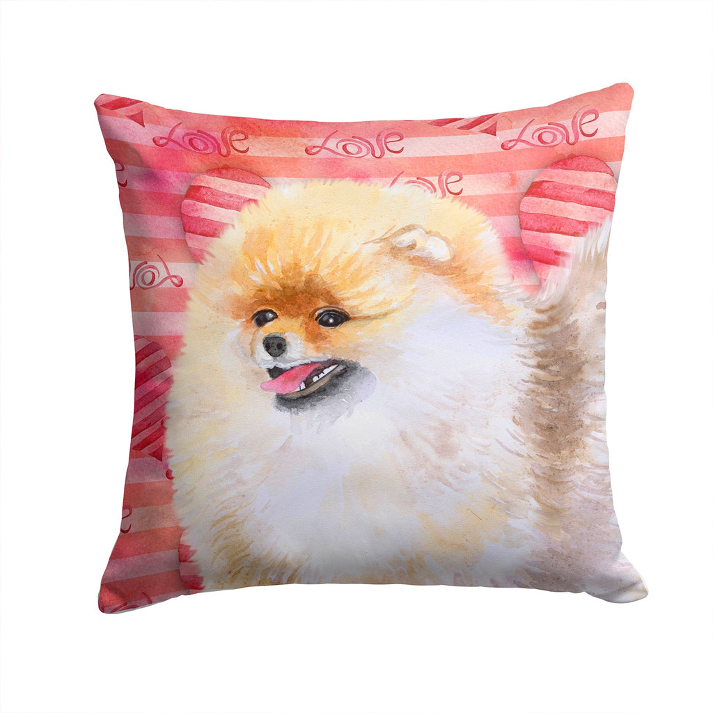 Pomeranian Love Decorative Throw Pillow 14x14 Indoor Outdoor Accent Cushion, Fabric Cover with Insert for Sofa, Bed, Porch & Living Room