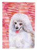 Medium White Poodle Love House Flag 28x40 Porch Sleeve Pole Decorative Outside Yard Banner Artwork Wall Hanging, Polyester