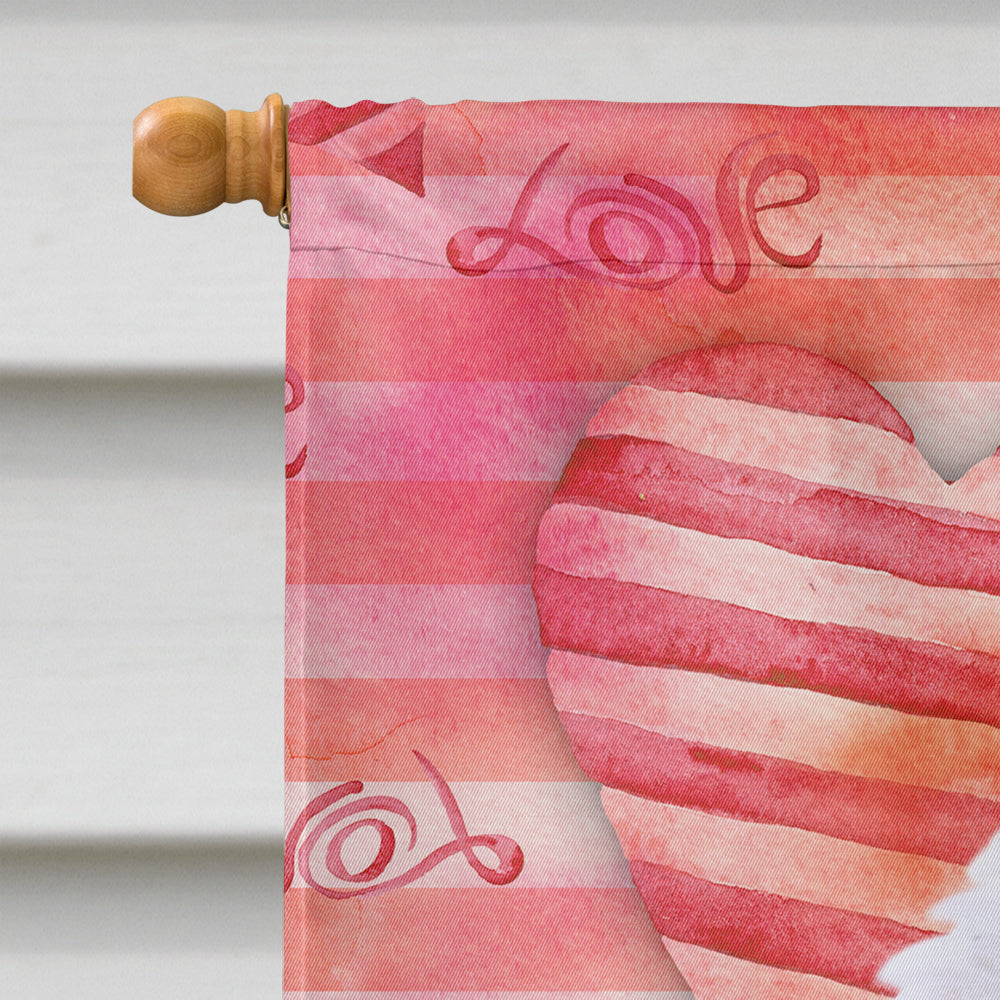 Medium White Poodle Love House Flag 28x40 Porch Sleeve Pole Decorative Outside Yard Banner Artwork Wall Hanging, Polyester