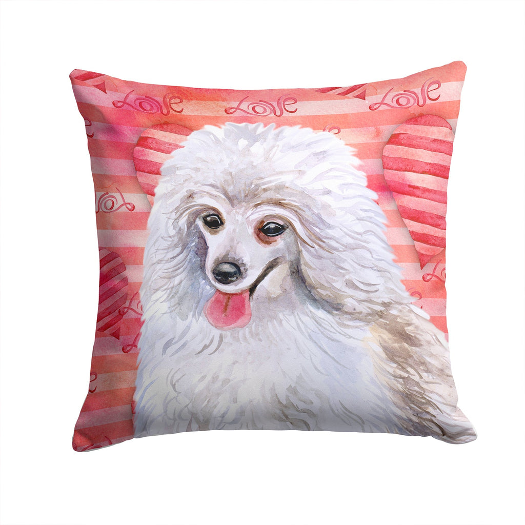 Medium White Poodle Love Decorative Throw Pillow 14x14 Indoor Outdoor Accent Cushion, Fabric Cover with Insert for Sofa, Bed, Porch & Living Room