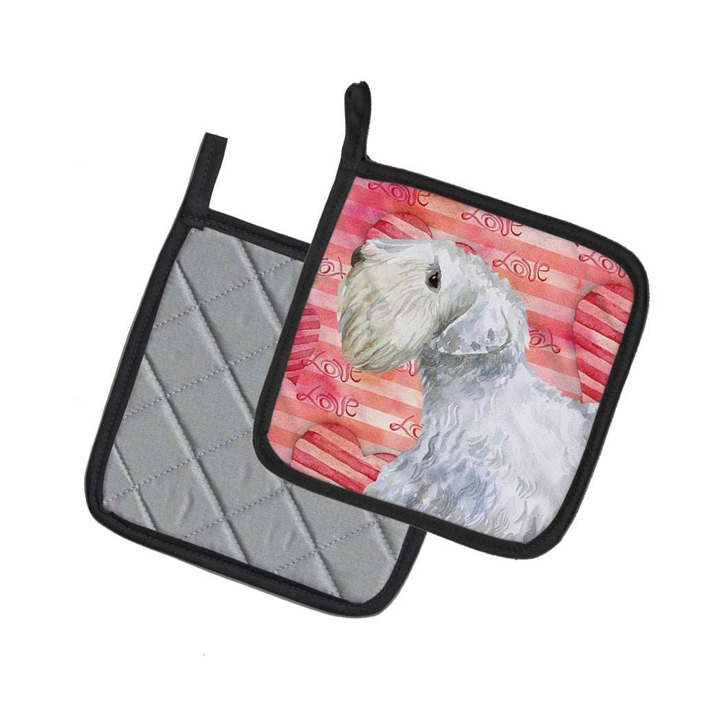 Sealyham Terrier Love Pot Holder Set of 2 Heat Resistant Quilted Hot Pads 7.5 x 7.5 Inch, Insulated Kitchen Trivets for Cooking & Baking