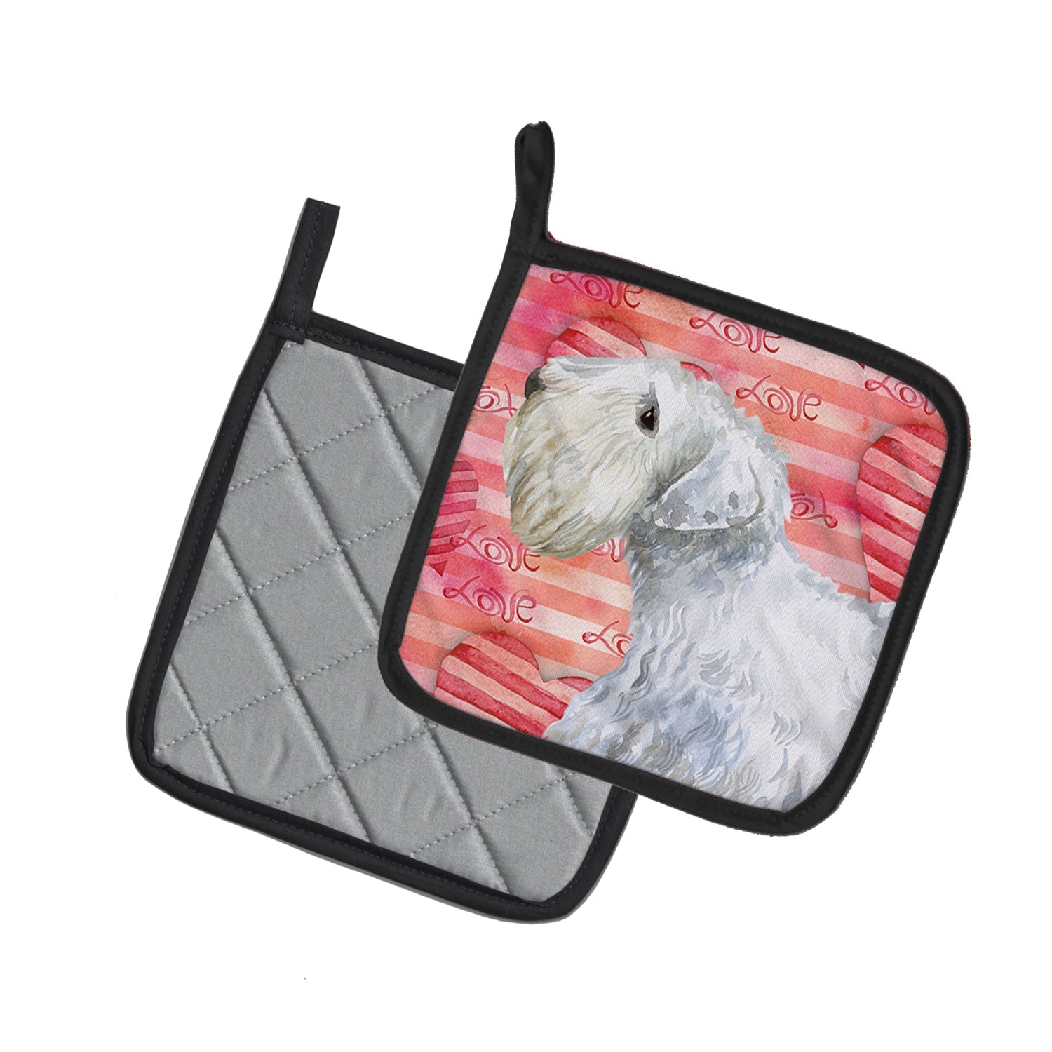 Sealyham Terrier Love Pot Holder Set of 2 Heat Resistant Quilted Hot Pads 7.5 x 7.5 Inch, Insulated Kitchen Trivets for Cooking & Baking