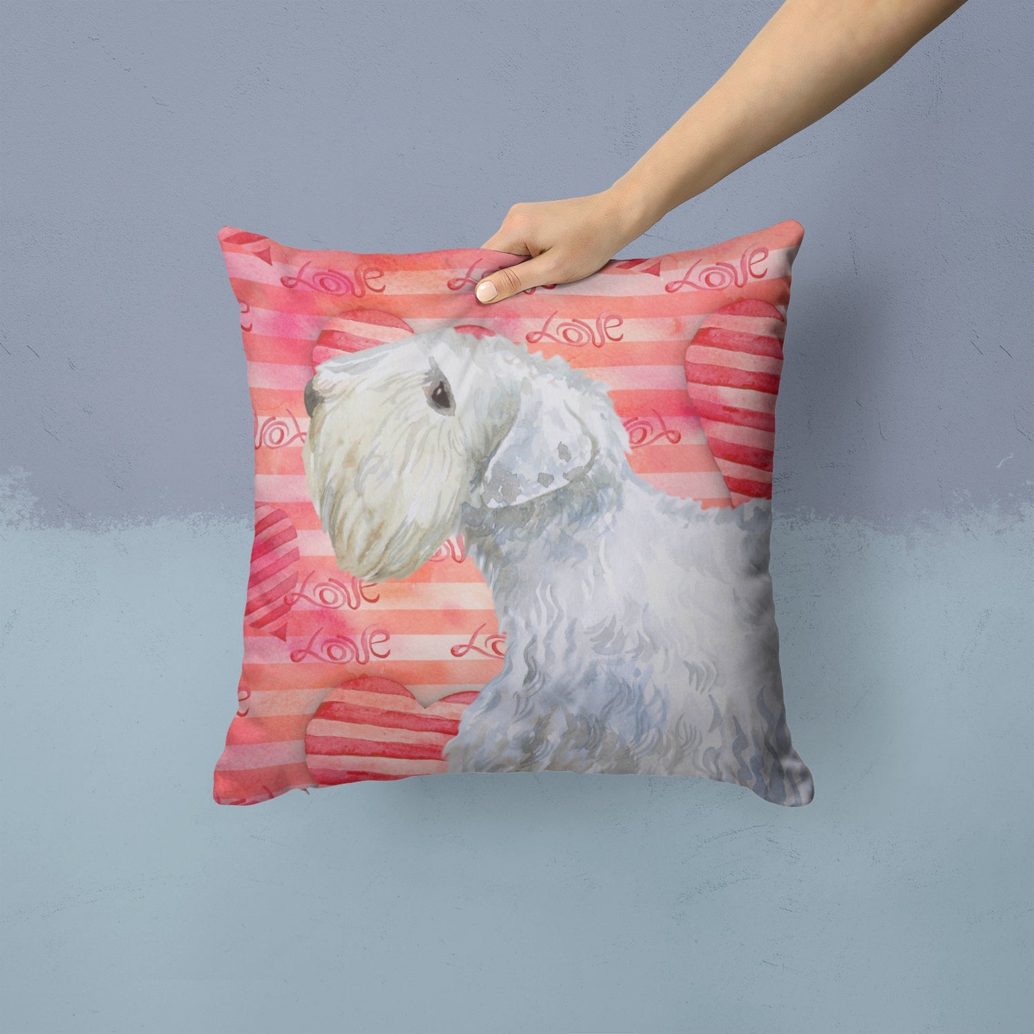 Sealyham Terrier Love Decorative Throw Pillow 14x14 Indoor Outdoor Accent Cushion, Fabric Cover with Insert for Sofa, Bed, Porch & Living Room