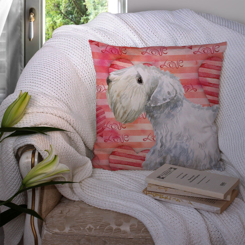 Sealyham Terrier Love Decorative Throw Pillow 14x14 Indoor Outdoor Accent Cushion, Fabric Cover with Insert for Sofa, Bed, Porch & Living Room