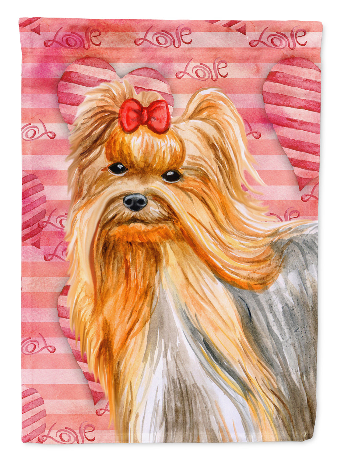 Yorkshire Terrier Love House Flag 28x40 Porch Sleeve Pole Decorative Outside Yard Banner Artwork Wall Hanging, Polyester