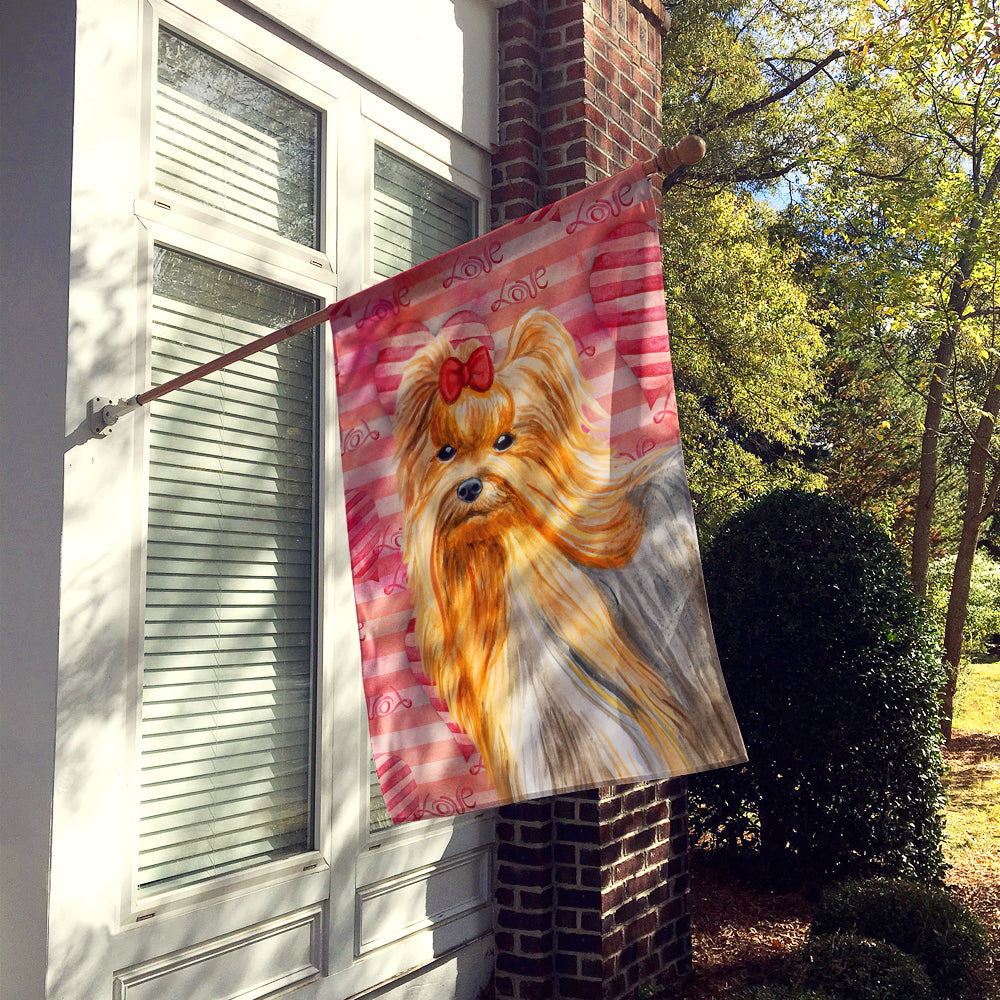 Yorkshire Terrier Love House Flag 28x40 Porch Sleeve Pole Decorative Outside Yard Banner Artwork Wall Hanging, Polyester