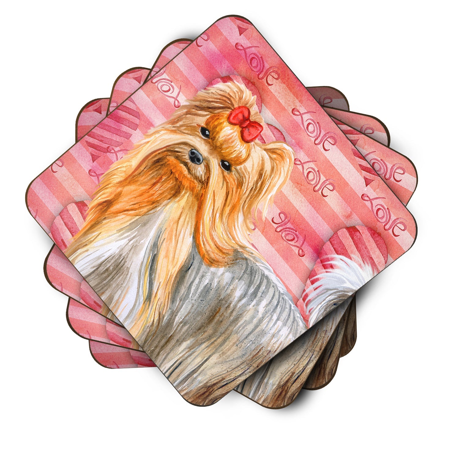 Yorkshire Terrier Love Foam Coasters Set of 4 Cup Coasters for Indoor Outdoor, Tabletop Protection, Anti Slip, Mouse pad Material