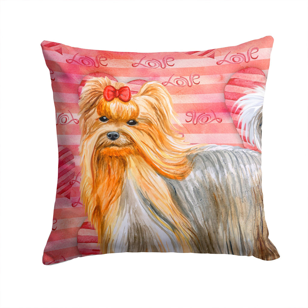 Yorkshire Terrier Love Decorative Throw Pillow 14x14 Indoor Outdoor Accent Cushion, Fabric Cover with Insert for Sofa, Bed, Porch & Living Room