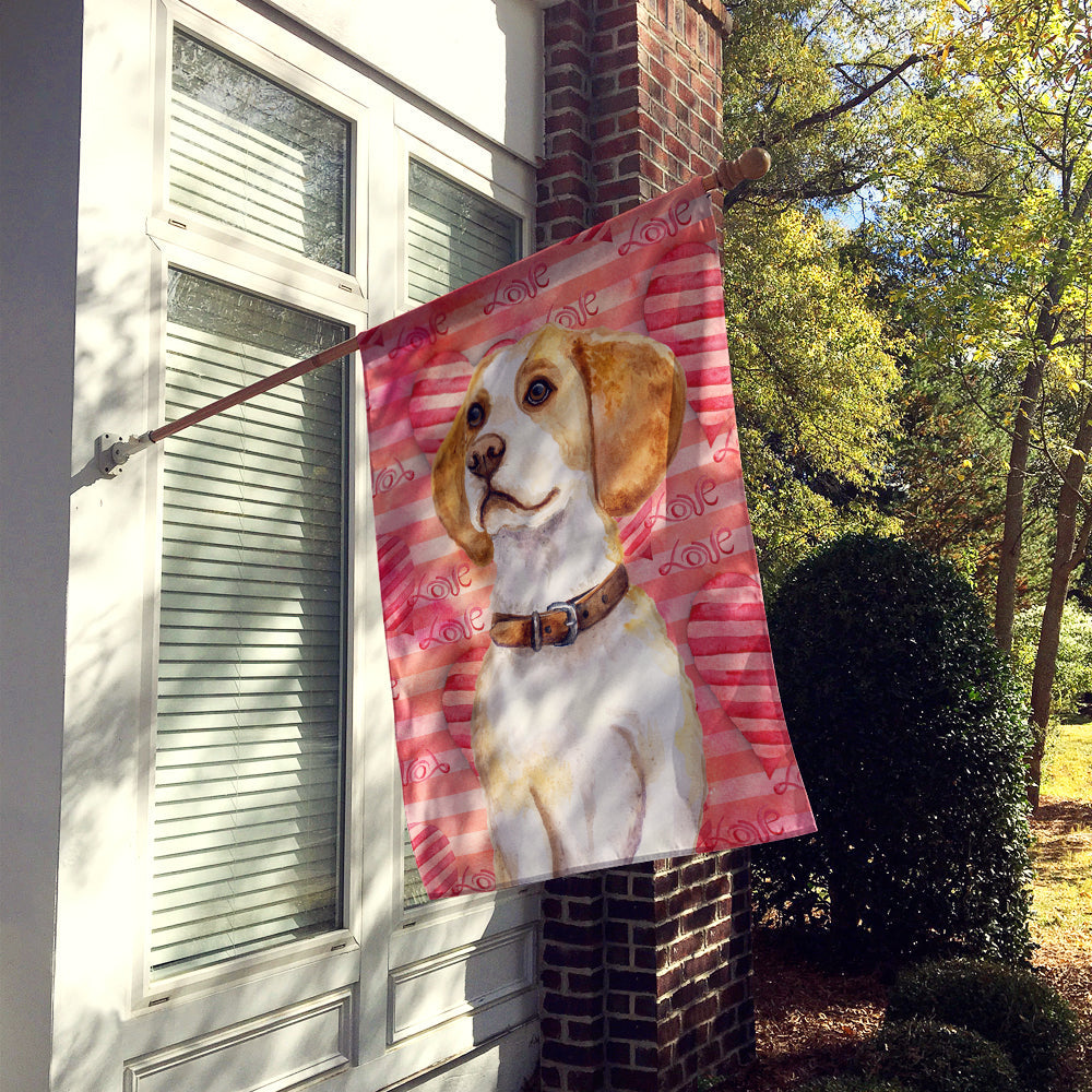 Beagle Love House Flag 28x40 Porch Sleeve Pole Decorative Outside Yard Banner Artwork Wall Hanging, Polyester