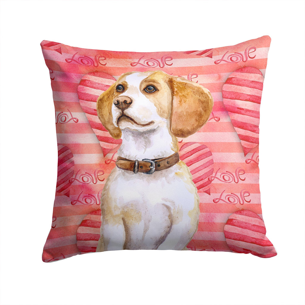 Beagle Love Decorative Throw Pillow 14x14 Indoor Outdoor Accent Cushion, Fabric Cover with Insert for Sofa, Bed, Porch & Living Room