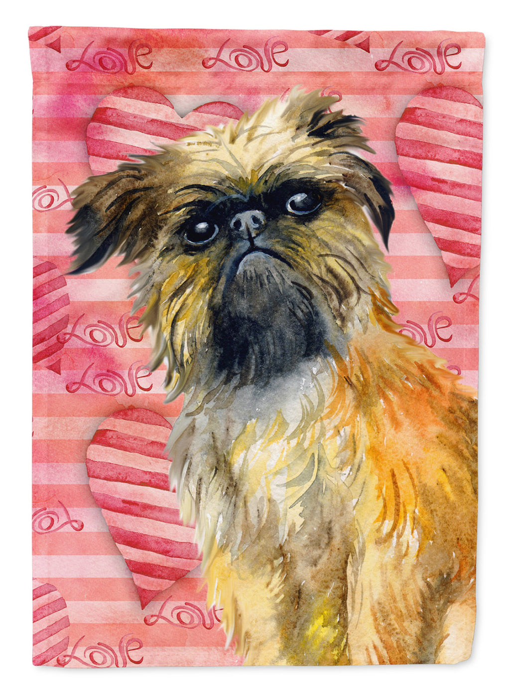 Brussels Griffon Love House Flag 28x40 Porch Sleeve Pole Decorative Outside Yard Banner Artwork Wall Hanging, Polyester