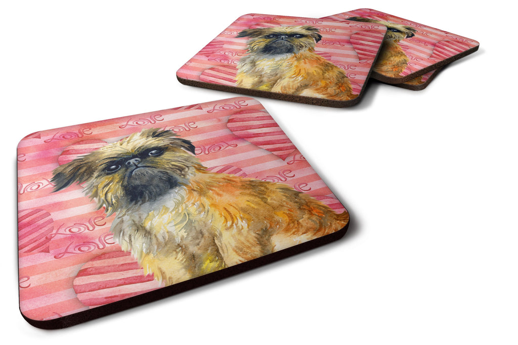 Brussels Griffon Love Foam Coasters Set of 4 Cup Coasters for Indoor Outdoor, Tabletop Protection, Anti Slip, Mouse pad Material