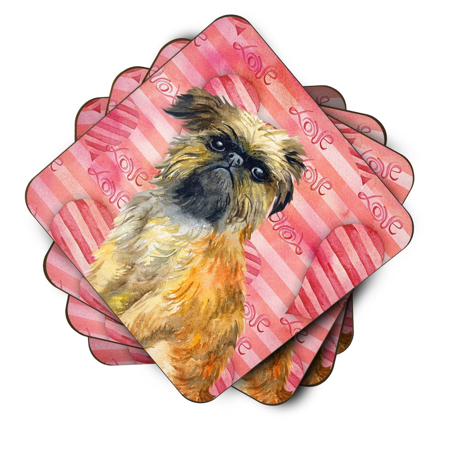 Brussels Griffon Love Foam Coasters Set of 4 Cup Coasters for Indoor Outdoor, Tabletop Protection, Anti Slip, Mouse pad Material