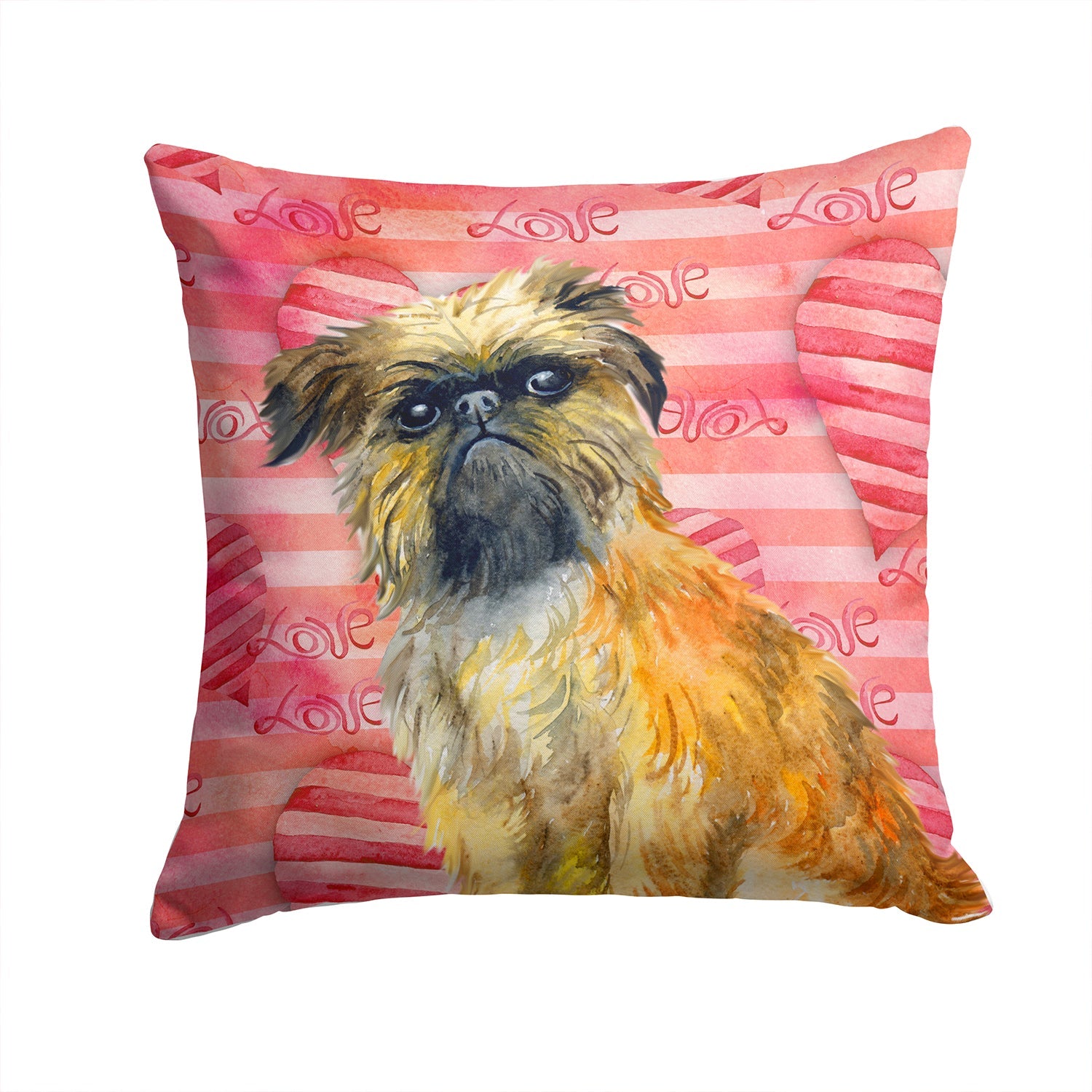Brussels Griffon Love Decorative Throw Pillow 14x14 Indoor Outdoor Accent Cushion, Fabric Cover with Insert for Sofa, Bed, Porch & Living Room