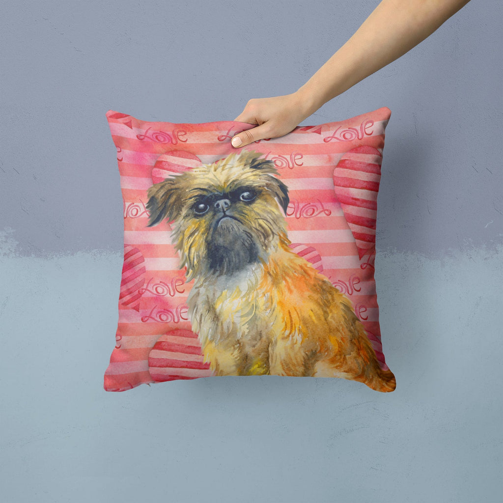 Brussels Griffon Love Decorative Throw Pillow 14x14 Indoor Outdoor Accent Cushion, Fabric Cover with Insert for Sofa, Bed, Porch & Living Room