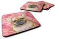 French Bulldog Love Foam Coasters Set of 4 Cup Coasters for Indoor Outdoor, Tabletop Protection, Anti Slip, Mouse pad Material