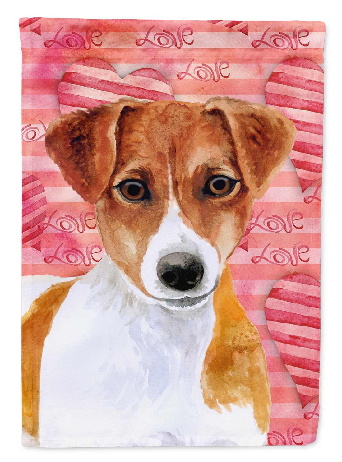 Jack Russell Terrier Love House Flag 28x40 Porch Sleeve Pole Decorative Outside Yard Banner Artwork Wall Hanging, Polyester