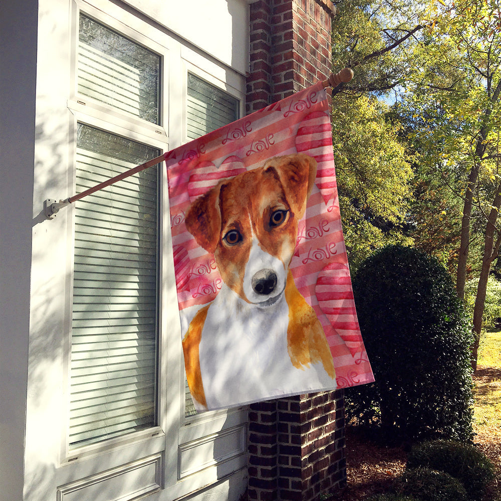 Jack Russell Terrier Love House Flag 28x40 Porch Sleeve Pole Decorative Outside Yard Banner Artwork Wall Hanging, Polyester