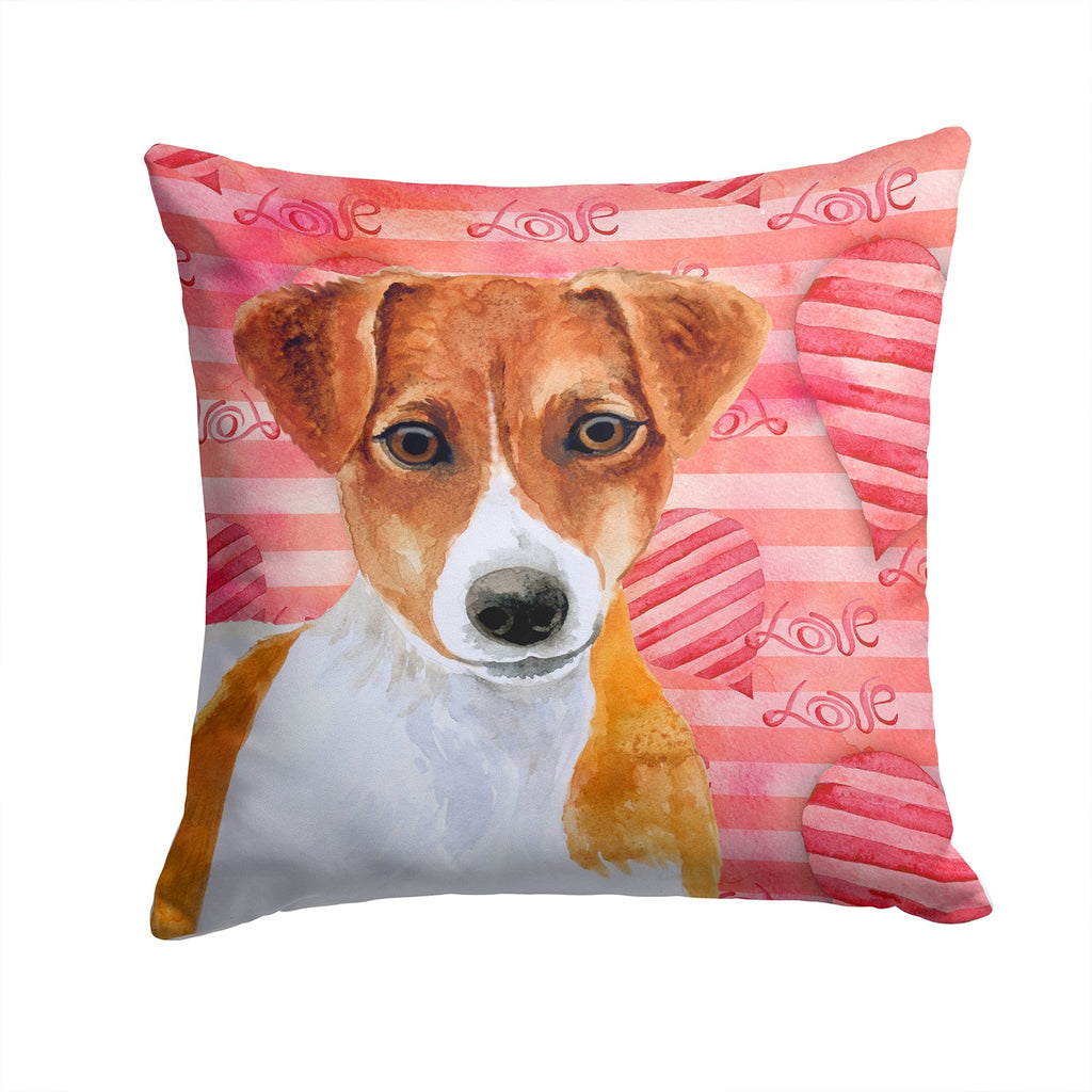 Jack Russell Terrier Love Decorative Throw Pillow 14x14 Indoor Outdoor Accent Cushion, Fabric Cover with Insert for Sofa, Bed, Porch & Living Room