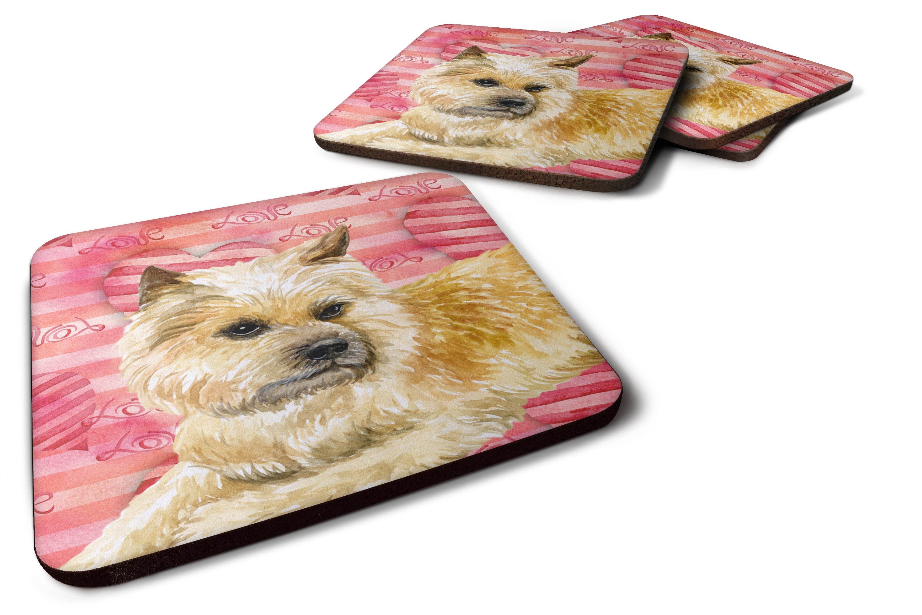 Cairn Terrier Love Foam Coasters Set of 4 Cup Coasters for Indoor Outdoor, Tabletop Protection, Anti Slip, Mouse pad Material