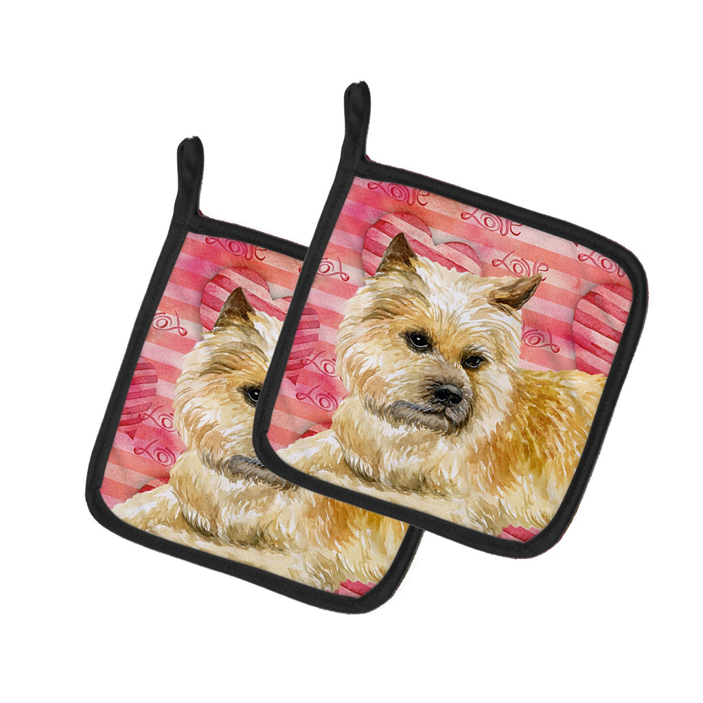 Cairn Terrier Love Pot Holder Set of 2 Heat Resistant Quilted Hot Pads 7.5 x 7.5 Inch, Insulated Kitchen Trivets for Cooking & Baking
